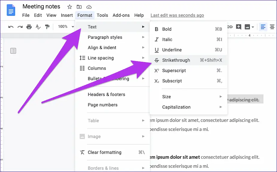 How To Use Strikethrough Text Shortcut In Google Docs?