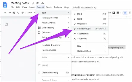 How To Use Strikethrough Text Shortcut In Google Docs?
